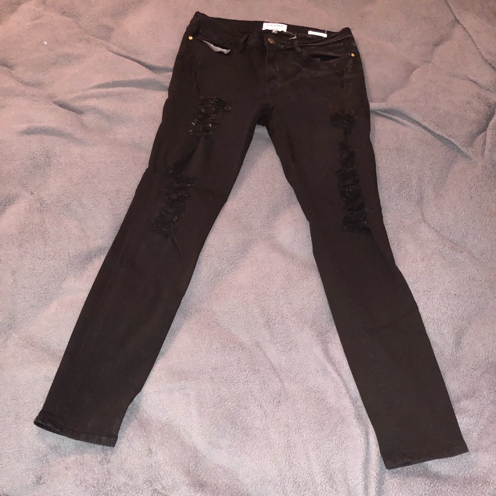 FRAME Demin ripped black jeans Le SKINNY SIZE 31😍